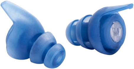 Two blue hearing protection aids to help hearing loss. 
